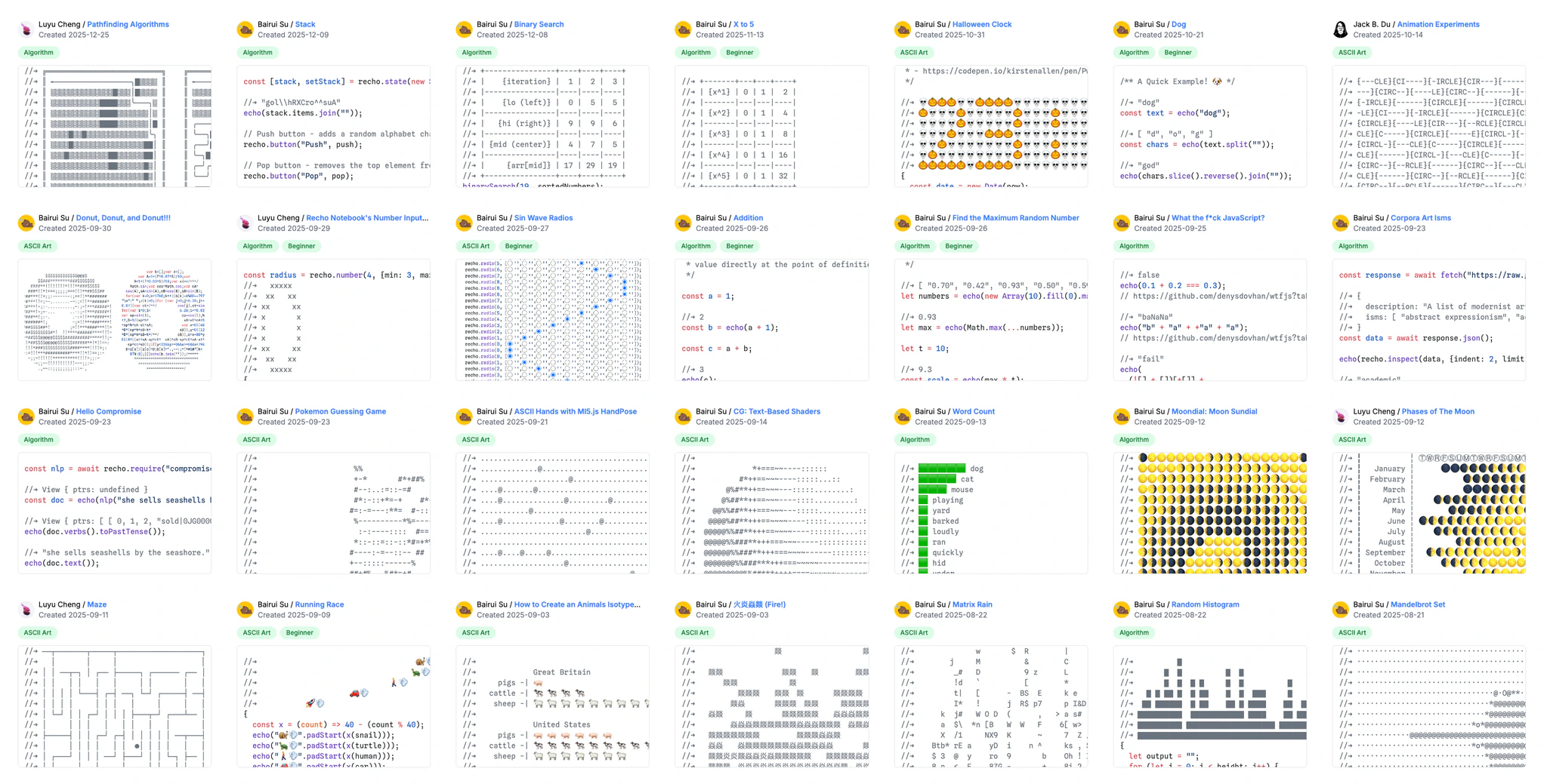 Recho examples gallery